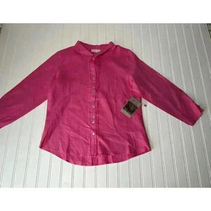 Habitat Clothes to Live In Tunic Top Shirt Small 100% Linen Fuchsia Pink NEW 848